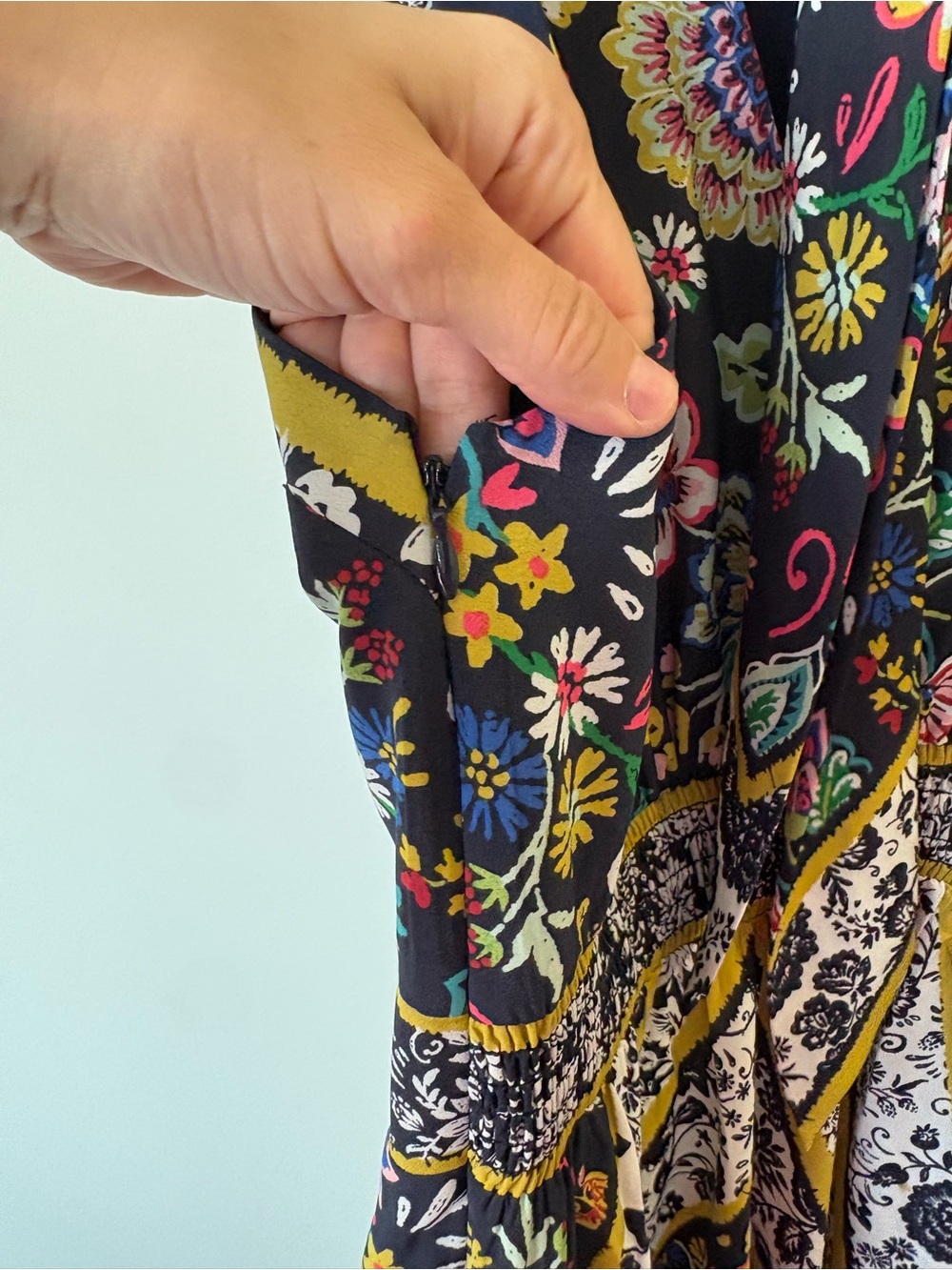 Eliza J navy Floral Halter Maxi with handkerchief hem - Picture 13 of 15